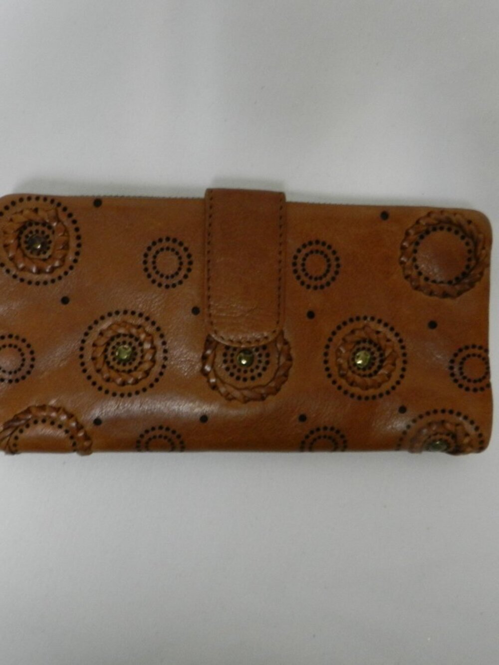 Vilenca Holland Leather clutch wallet bi-fold organizer zip pocket brown NEW